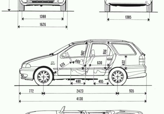 Fiat Palio Weekend (1999) (Фиат Палио Викенд (1999)) - чертежи (рисунки) автомобиля